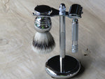 Unmarked metal razor and brush stand - Bundubeard