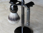 Unmarked metal razor and brush stand - Bundubeard