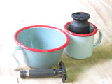 Red and Grey Earthenware bowl and cup set