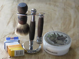 Hardekool razor, brush and stand set with horizontal patterning (HKS4)