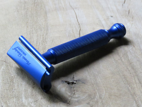 The Alpha Ecliptic Blue Slant Razor - Aluminum 7075 - Anodized Blue