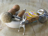 Handmade shaving set in African Wild Olive wood.