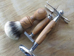 Handmade shaving set in African Wild Olive wood.