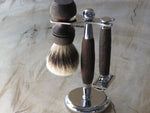Hardekool razor, brush and stand set with 'Barberpole' patterning (HKS3)