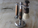 Hardekool razor, brush and stand set in Heartwood/Sapwood (HKS5)