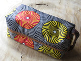 African print toiletry bags.