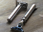 Cartridge/Safety Razor in spiral white chrome - Bundubeard