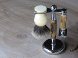 Custom driftwood shaving set with safety razor - Bundubeard