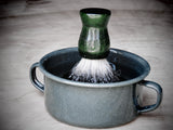 Lathering bowl/shaving soap bowl Green enamel - Bundubeard