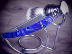 Straight razor and brush stand, roundbar in hard chrome finish - Bundubeard