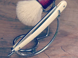 Straight razor and brush stand, roundbar in hard chrome finish - Bundubeard