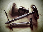 Unmarked metal razor and brush stand - Bundubeard